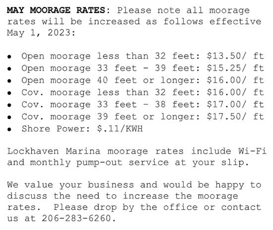 Moorage Rates